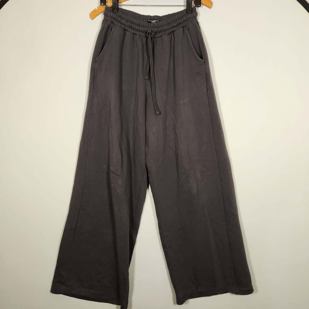 BillaBong Wide Leg Fleece Sweatpants Size Large Muted Black/Charcoal Gray